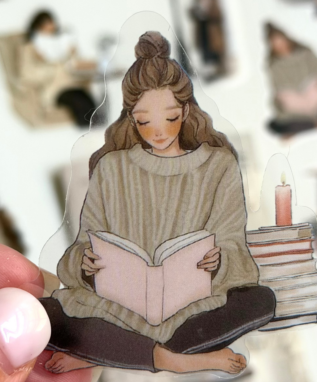 Aesthetic reading stickers for cozy book lovers 🤎-30pcs