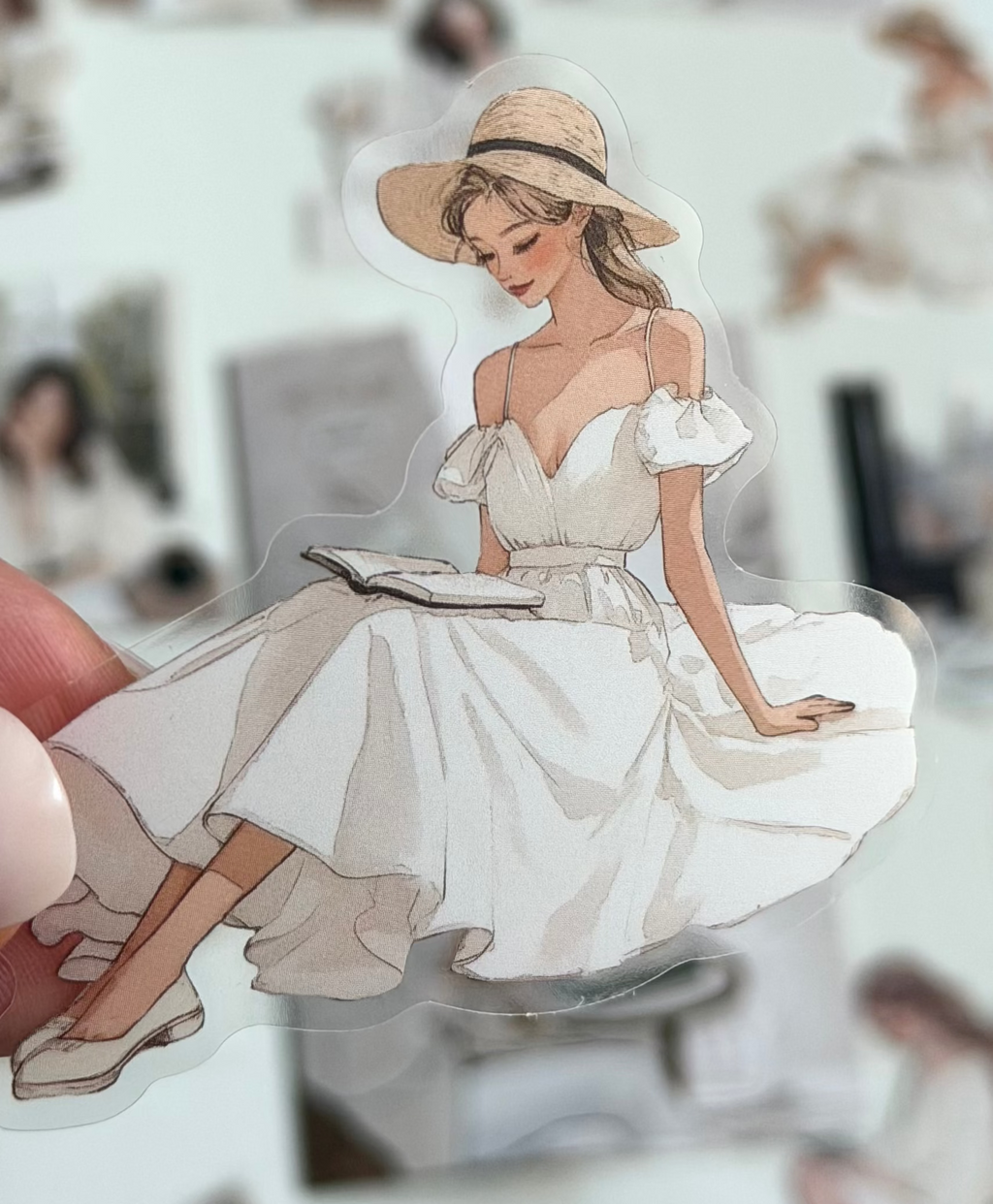 Elegant aesthetic stickers inspired by calm reading moments 🤍-30pcs