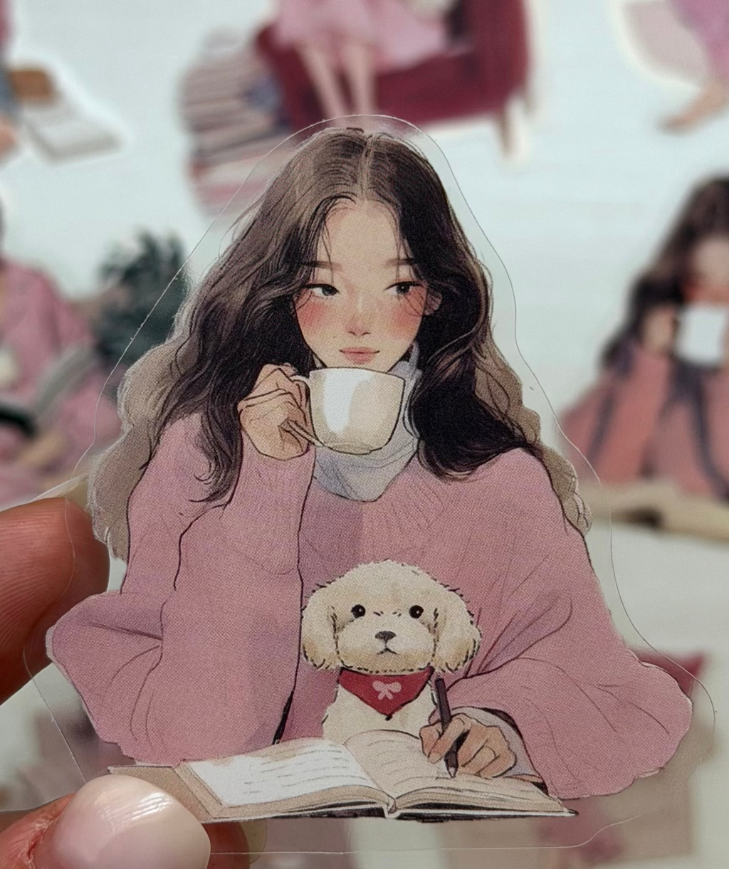 Kawaii Reading Girl Stickers 🩷-30pcs